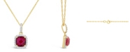 Macy's Created White Sapphire (1-3/4 ct. t.w.) and Created White Sapphire (1/6 ct. t.w.) Pendant Necklace in 10k Yellow Gold. Also Available in Created Ruby (1-3/4 ct. t.w.)